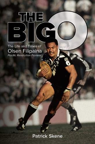 Book cover featuring rugby player Olsen Filipaina in action.