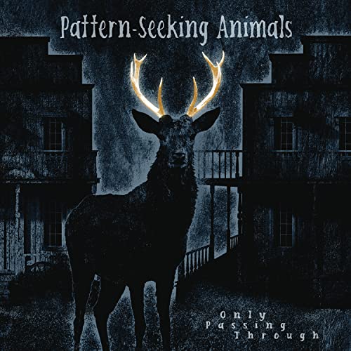 CD cover: Silhouette of a deer with antlers in front of a house.