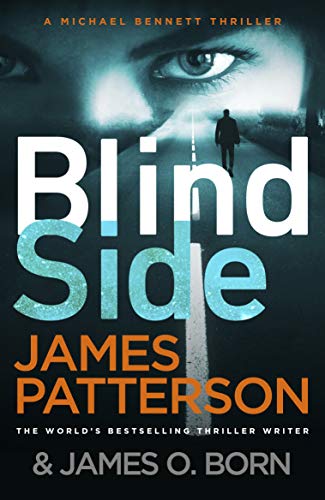 Book cover: close-up eye, shadowed figure on a road, bold title "Blindside".