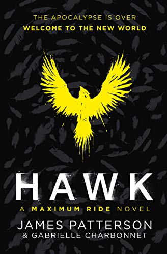 Book cover: black background with a bright yellow hawk image.
