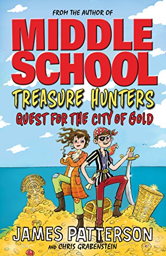 Book cover showing two young pirate characters standing on a pile of gold treasure.