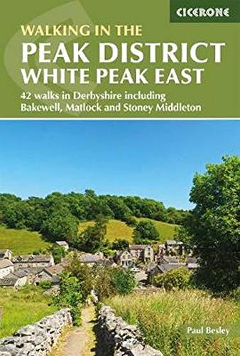 Book cover: “Walking in the Peak District – White Peak East” with landscape.