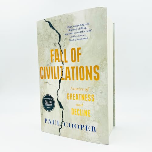 A book cover titled Fall of Civilizations with a cracked stone texture background.