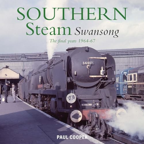 Black steam locomotive at a train station, book cover image.
