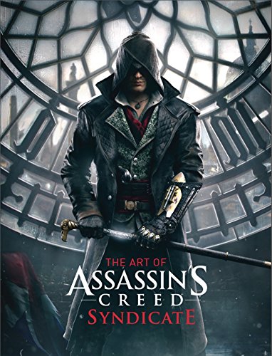 Hooded assassin standing before a large clock face, holding a cane sword.