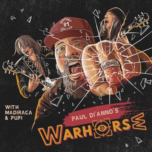 Album cover for Paul Di'anno's Warhorse, featuring three musicians in a distressed style.