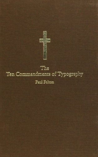Dark brown book cover with gold text: "The Ten Commandments of Typography".