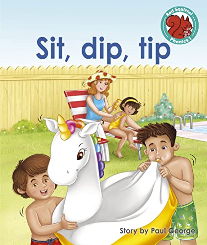 Children playing with a unicorn pool float in a backyard with a swimming pool.