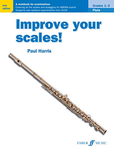 Flute scale workbook cover, grades 1-3, with a silver flute image.