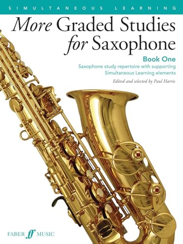 Book one of saxophone studies with a golden saxophone image.