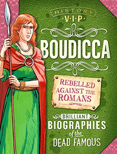Book cover featuring an illustrated portrait of Boudicca, a Celtic warrior.