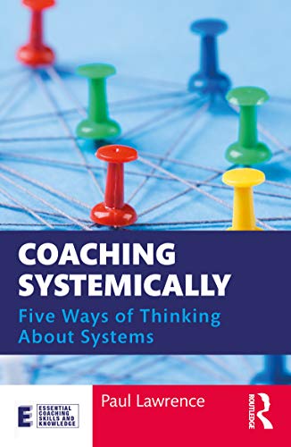Book cover: "Coaching Systemically" with pushpins on a network background.