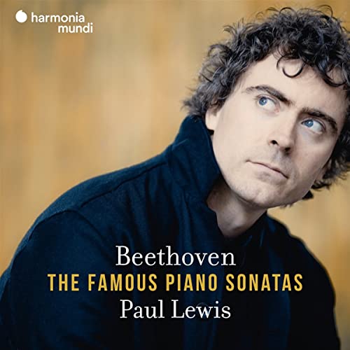 Portrait of pianist Paul Lewis with album title "Beethoven: The Famous Piano Sonatas".
