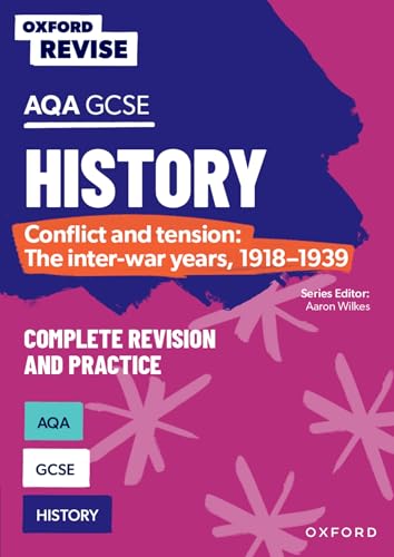 Oxford Revise AQA GCSE History textbook cover featuring purple, pink, and orange graphic elements.