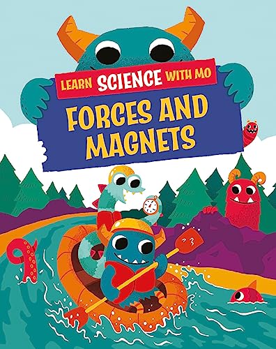 Book cover with cartoon monsters and text: “Forces and Magnets.”