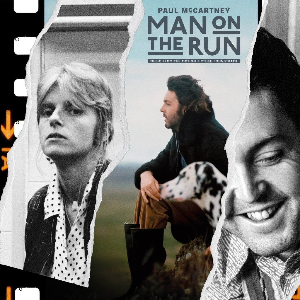 CD cover for "Man On The Run" featuring Paul McCartney and film stills.