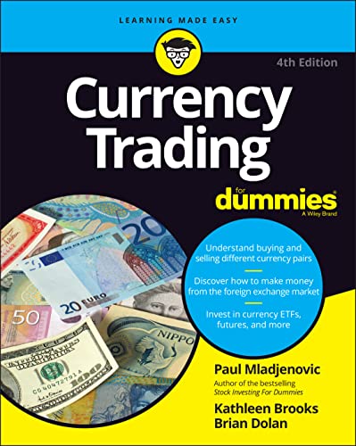 Book cover: "Currency Trading For Dummies" with currency images.
