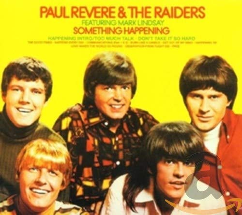 Album cover featuring five band members against a bright yellow background with red text.