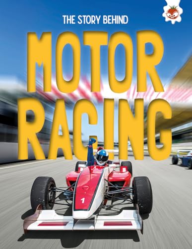 Book cover featuring a red and white race car with a driver on track.