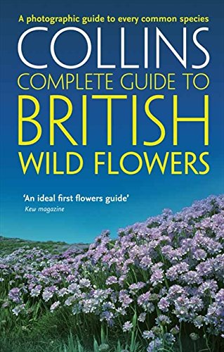 Book cover titled Collins Complete Guide to British Wild Flowers featuring purple coastal flowers.