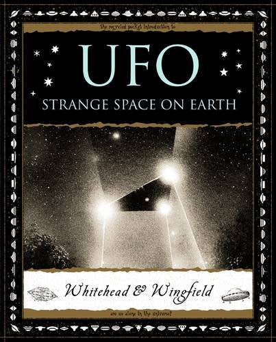 Book cover: "UFO: Strange Space on Earth" with a spaceship image.