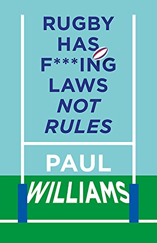 Book cover with rugby posts, a ball, and bold, colorful text.