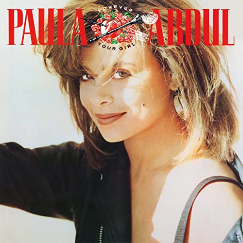 Album cover featuring a portrait of Paula Abdul with red text and floral graphics.