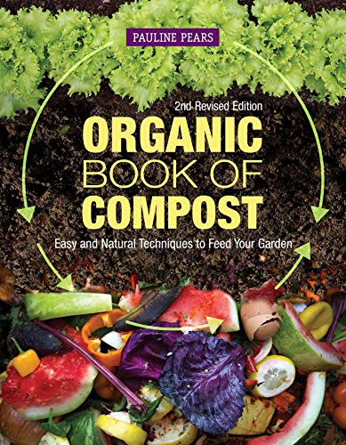 Book cover: “Organic Book of Compost” with images of produce and greenery.