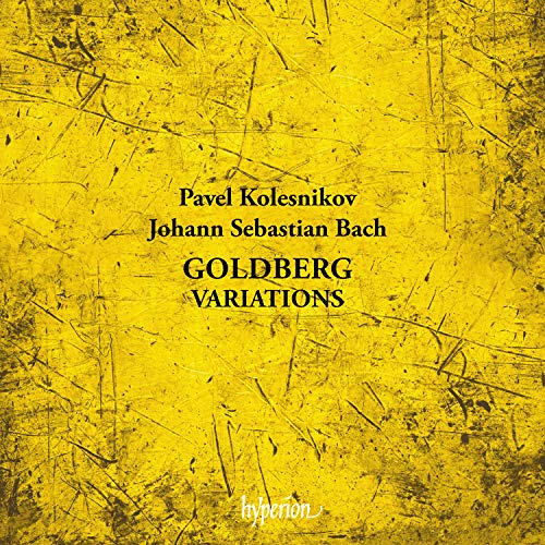 The image is a yellow CD cover with black text and scratches. Alt text: Yellow CD cover with "Goldberg Variations" text and scratches.