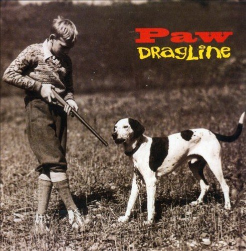 "Album cover featuring a boy and dog in a field, with red and yellow text."