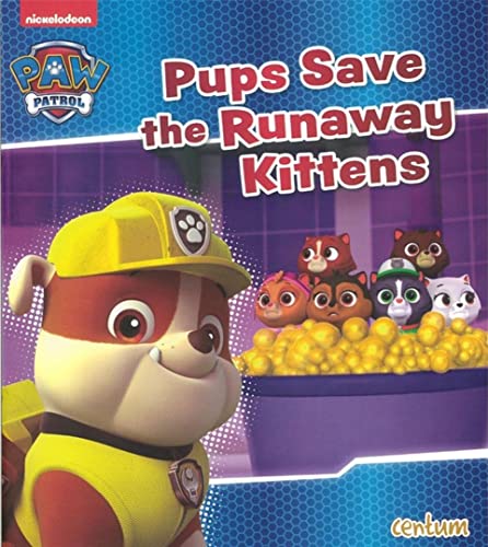 Paw Patrol book cover featuring Chase and several kittens in yarn.