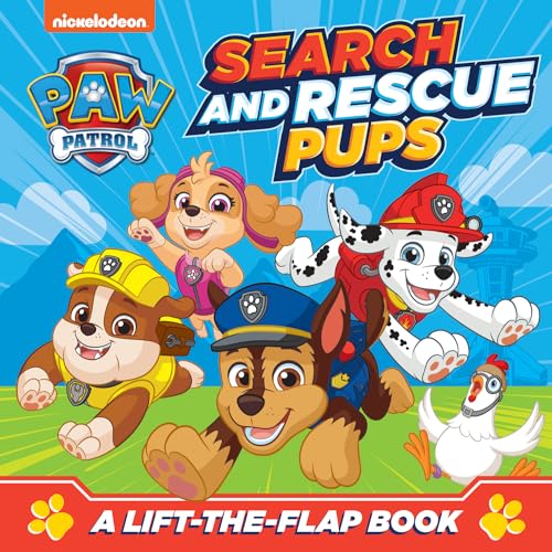 PAW Patrol pups Skye, Marshall, Chase, Rubble, and Zuma on book cover.