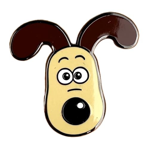 Gromit’s head-shaped pin badge with large ears and a black nose.