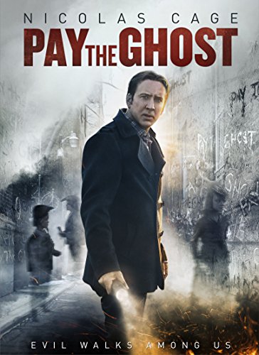 DVD cover for "Pay The Ghost" featuring Nicolas Cage in a dark coat.