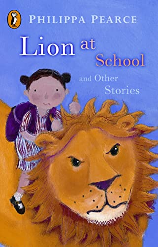 Book cover: girl riding a lion, illustrated in a childlike style.