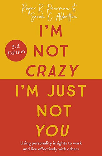 Book cover with yellow and red sections, title "I'm Not Crazy, I'm Just Not You.