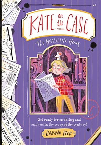 Book cover featuring a girl holding a newspaper with a mouse on her head.