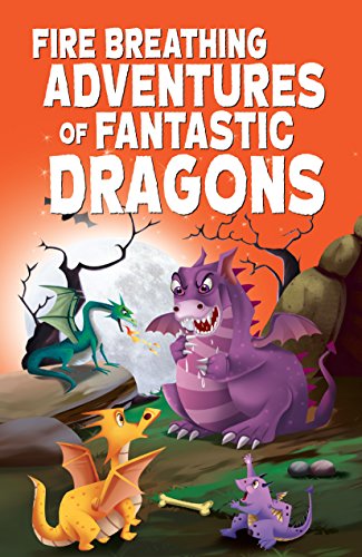 Book cover featuring colorful cartoon dragons breathing fire in a landscape.