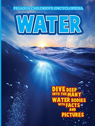 Book cover for "Water" encyclopedia with ocean scene and sunburst.