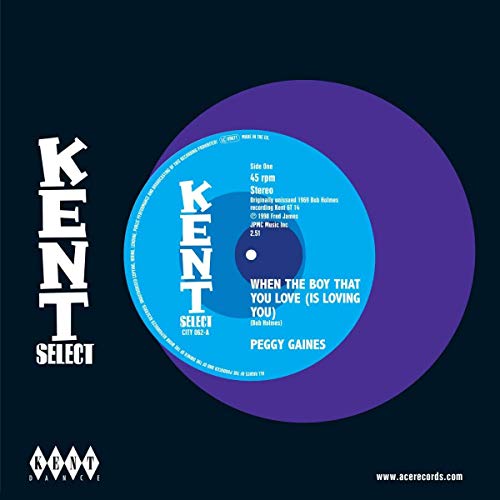 Vinyl record cover with blue and purple record label on dark background.