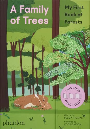 Book cover illustration of a deer and fawn in a forest with fold-out label.