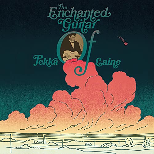 Album cover for Pekka Laine’s “The Enchanted Guitar,” featuring a guitarist in clouds.