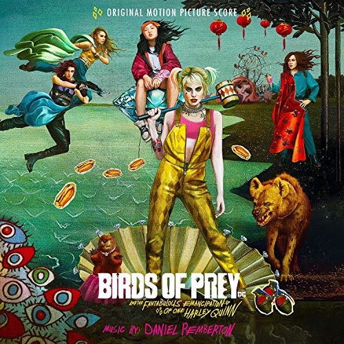 CD cover for “Birds of Prey” featuring Harley Quinn and other characters.