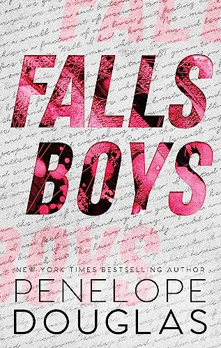 Book cover for "Falls Boys" with distressed pink and black lettering.