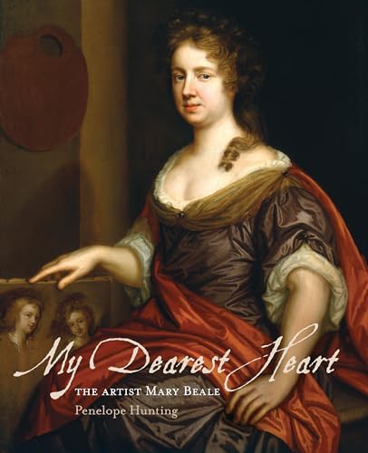 Portrait of Mary Beale, 17th-century artist, with painting palette backdrop.