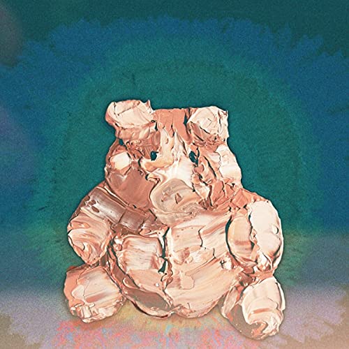 CD cover: abstract, textured bear illustration in shades of pink and teal.