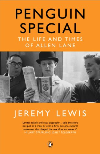 Book cover: "Penguin Special" biography of Allen Lane with three men reading.
