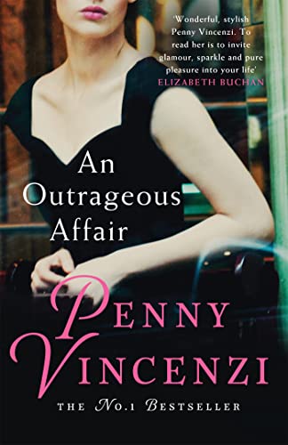 Book cover: "An Outrageous Affair" by Penny Vincenzi, featuring a woman in black.