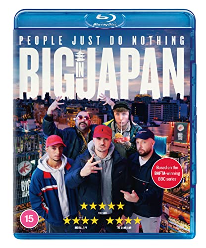 People Just Do Nothing: Big In Japan" Blu-ray cover with five men in front of Tokyo.