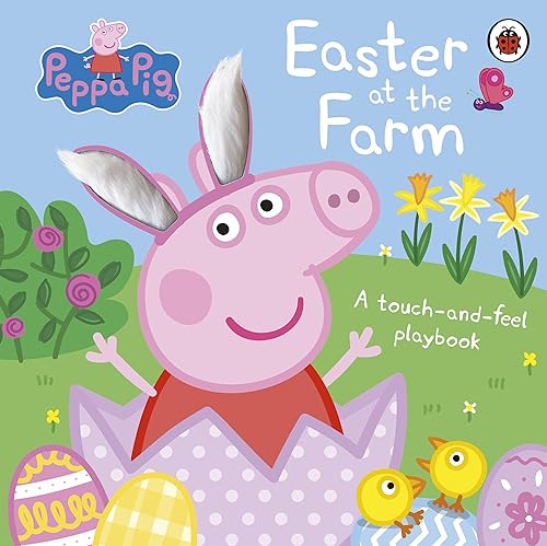 Peppa Pig dressed as a bunny with Easter eggs and chicks.